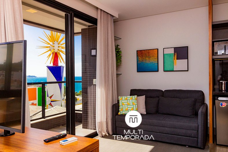 AION 302- Apartamento Loft com Linda Vista Para o Mar de Bom