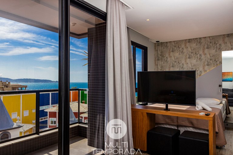 Apartamento 303 no Aion Suítes: Elegância e Vista para o Mar